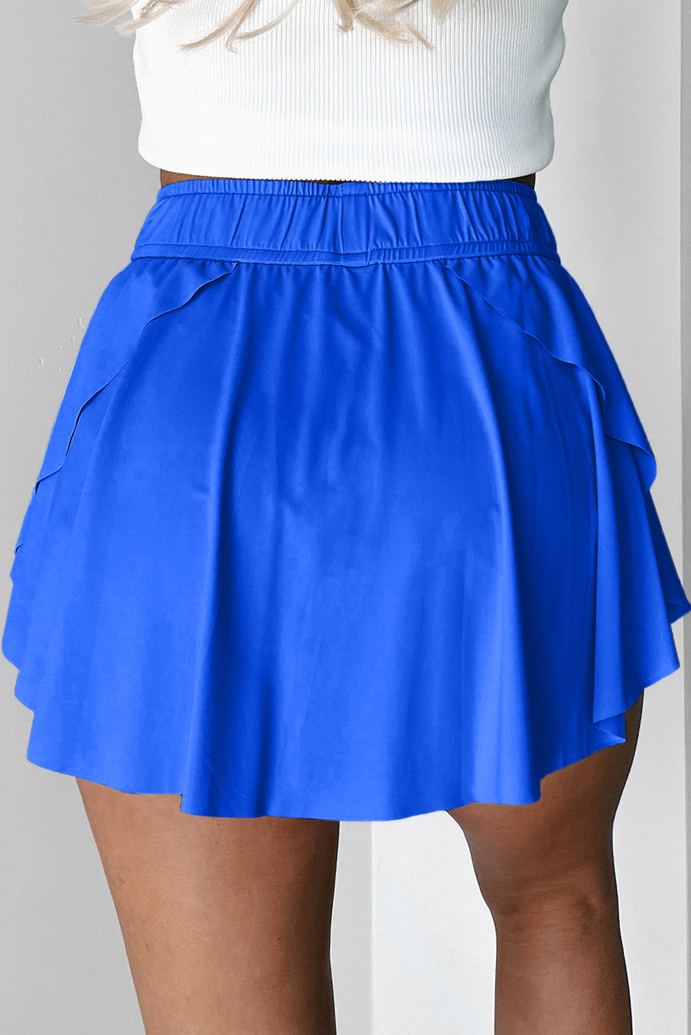 Bonbon Drawstring Elastic Waistband Lined Tennis Skorts