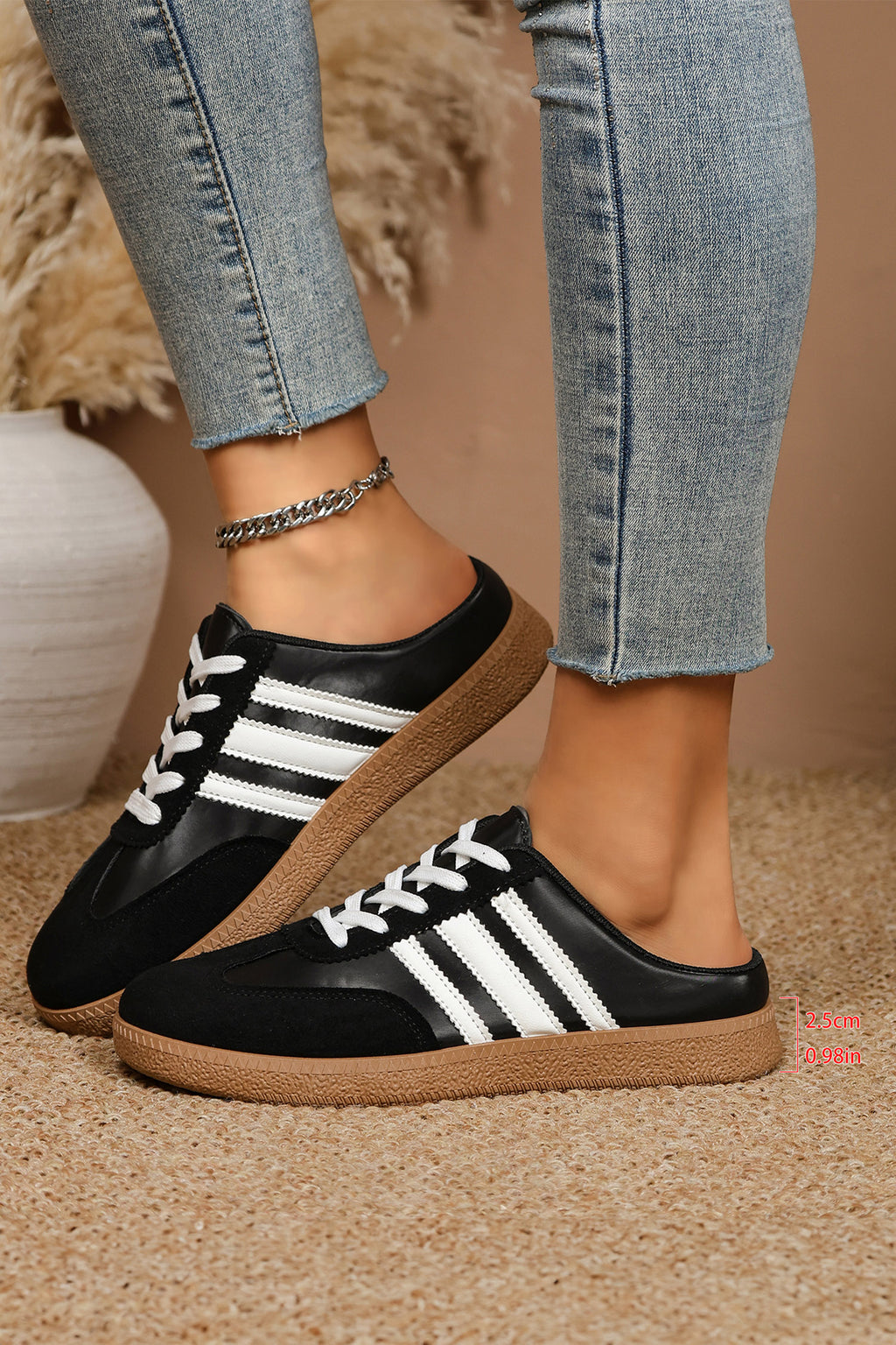 Tillandsia Purple PU Leather Color Block Varsity Lace Up Flat Shoes
