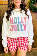 White Christmas Slogan Round Neck Long Sleeve Sweatshirt