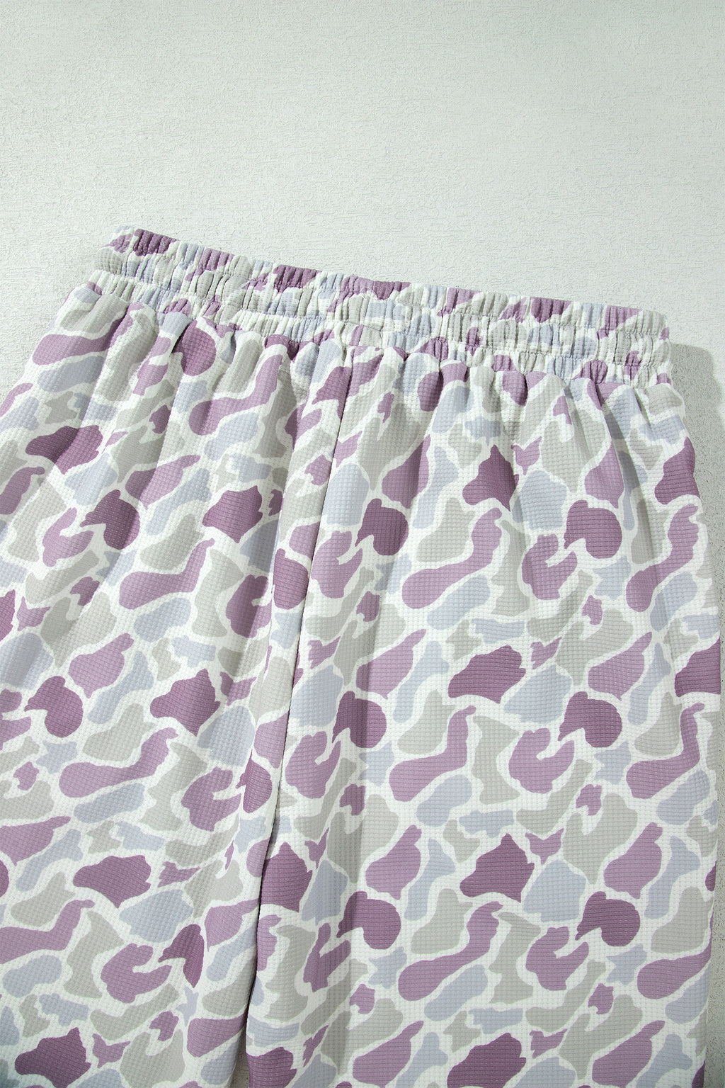 Green Camo Print Drawstring Waist Loose Fit Full Length Pants