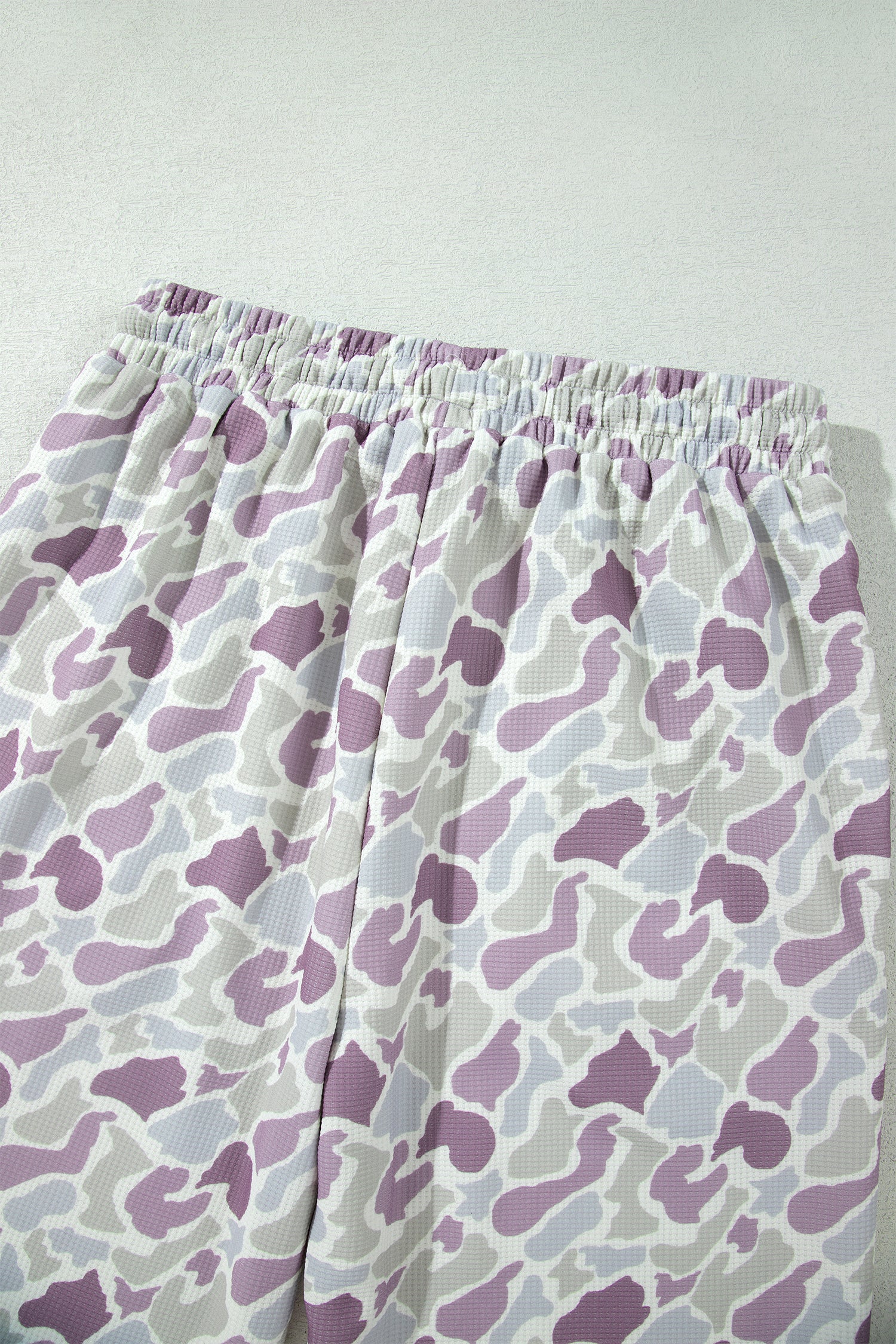 Green Camo Print Drawstring Waist Loose Fit Full Length Pants