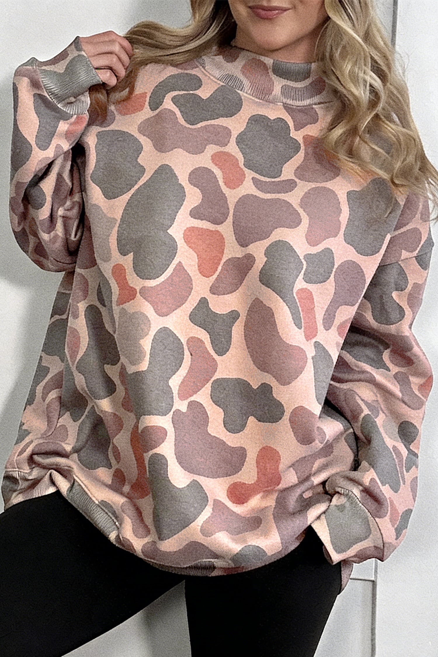 Multicolour Camouflage Western Style Pullover Sweatshirt