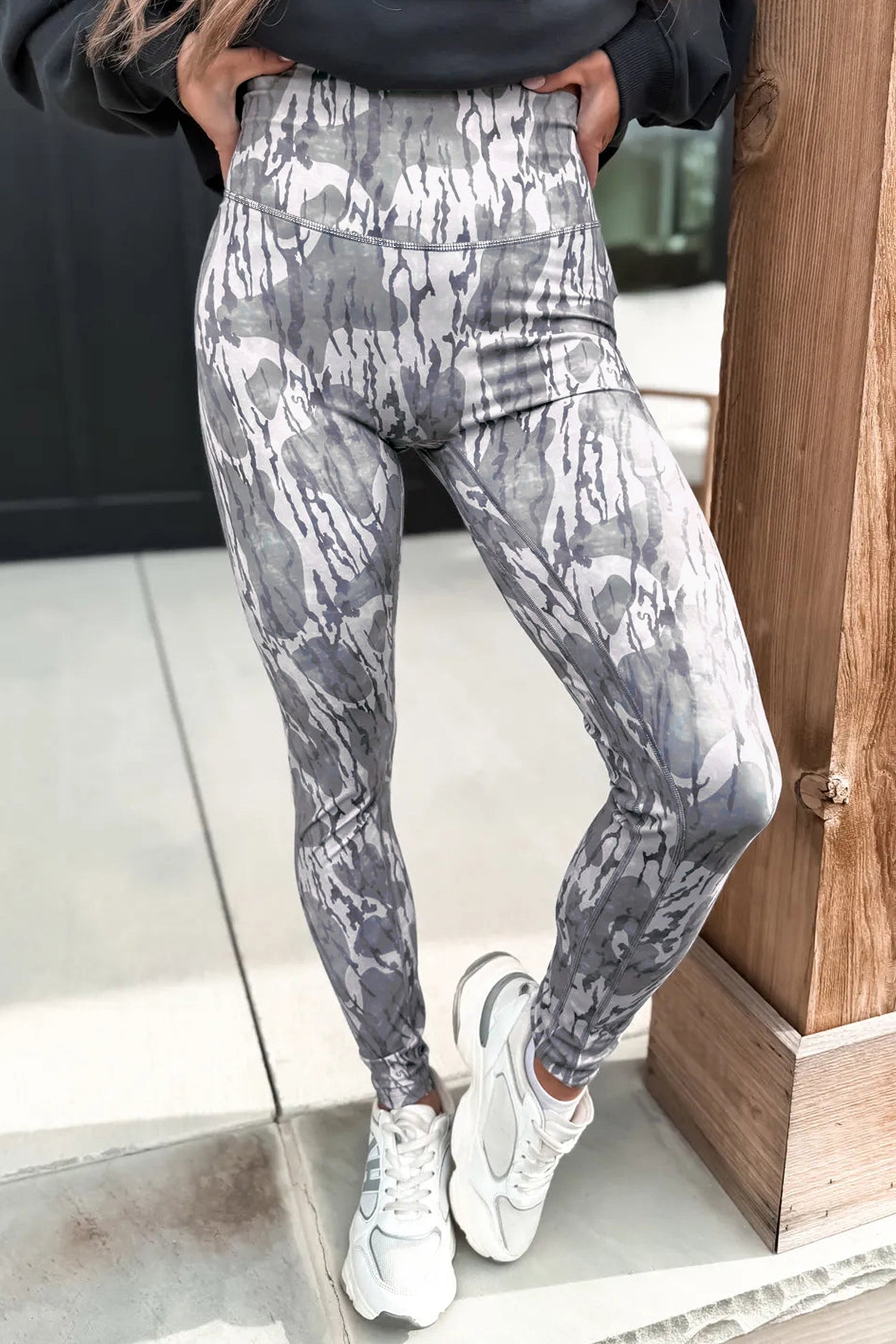 Multicolour Camouflage Pattern High Waist Leggings