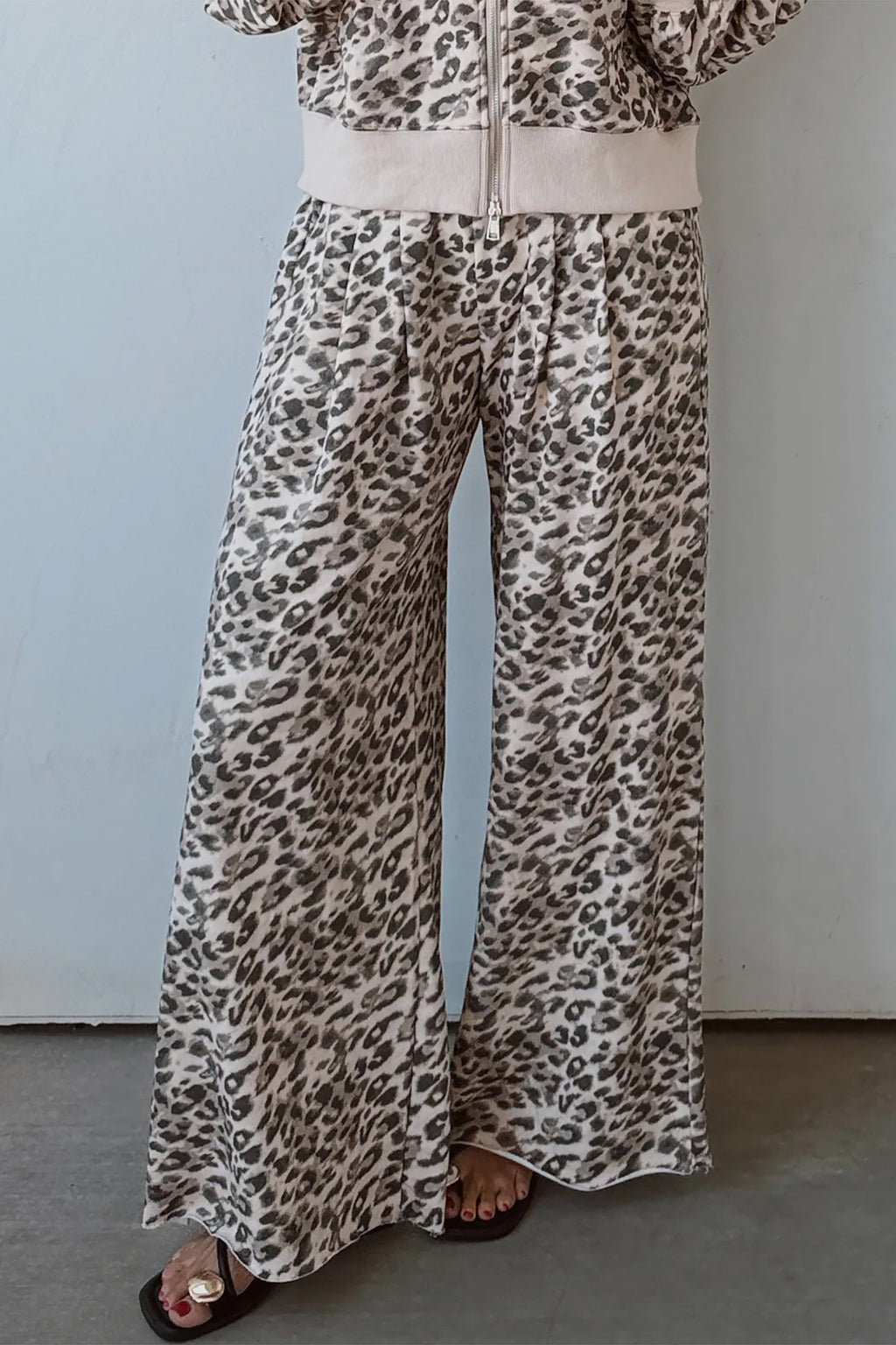 Multicolour Leopard Print Wide Leg Full Length Pants