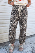 Black Leopard Print Drawstring Jogger Jeans