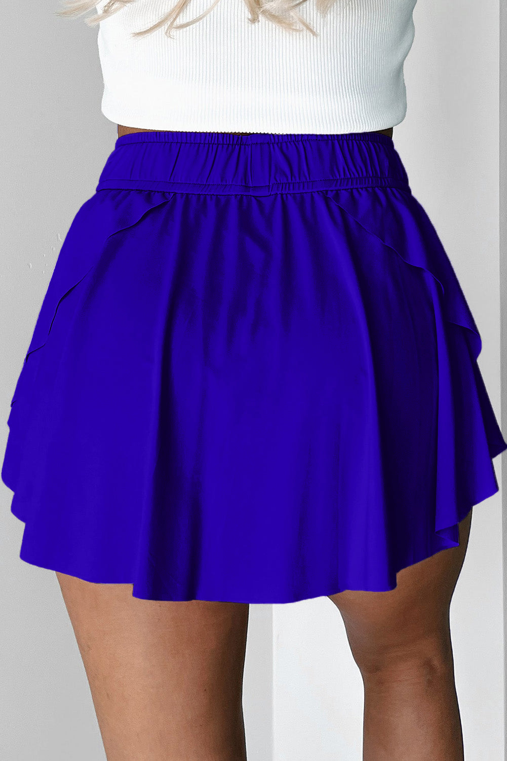 Bonbon Drawstring Elastic Waistband Lined Tennis Skorts