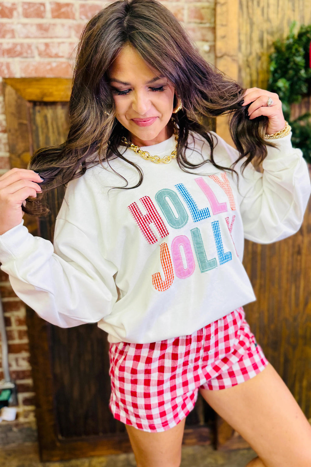 White Christmas Slogan Round Neck Long Sleeve Sweatshirt
