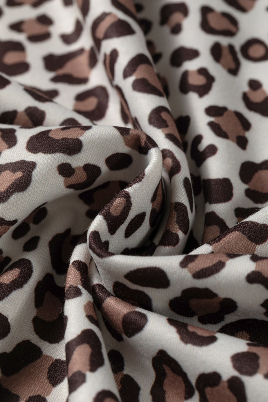 Khaki Leopard Print Embroidery Colorblock Details Pant Set