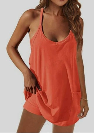 New Women's Suspender Tops One-Piece Shorts Jumpsuit Casual Suit